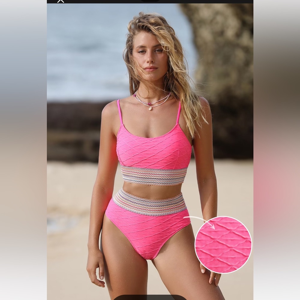 NWT Cupshe Pink Bralette & High Waist Bikini Set